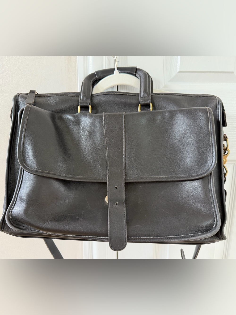 Vintage Coach Harrison Black Leather Briefcase with Top Handle
